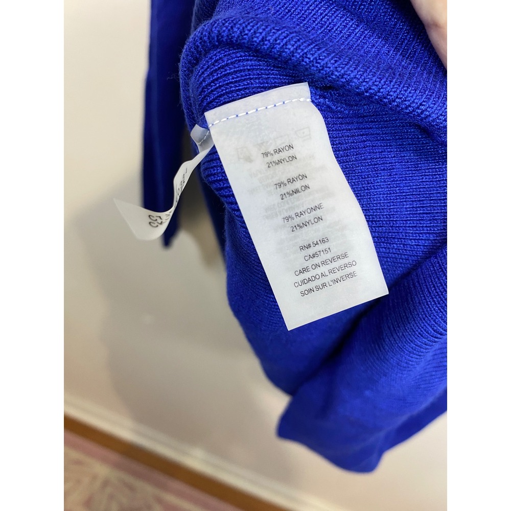 Calvin Klein Off the Shoulder Long Sleeve‎ Knit Top Blouse Royal Blue M - Picture 4 of 5